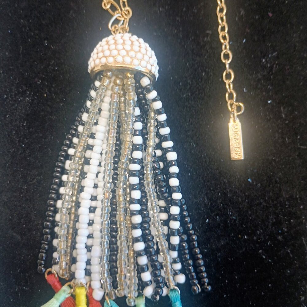 Sugarfix Necklace With Seed Bead And Multi Color Tassel Pendant 31" - Picture 2 of 6
